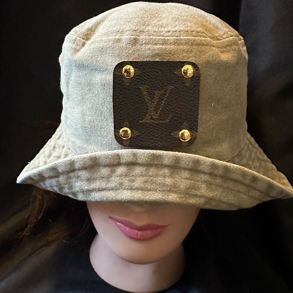 UPCYCLED Bucket hat with authentic Louis Vuitton logo